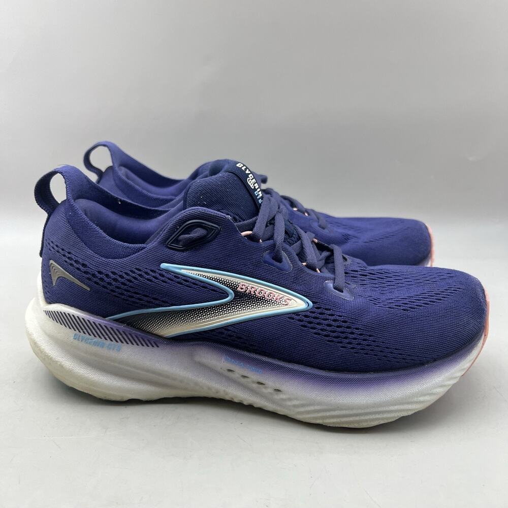 Brooks Glycerin GTS 22 Running Shoes Women Size 8 D Wide Blue Comfort Sneakers